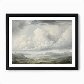 Mountain Valley Scenery Antique Art Print