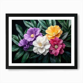 Printed Art Pattern with Colorful Flowers Leaves 3d Artwork Painting Art Print