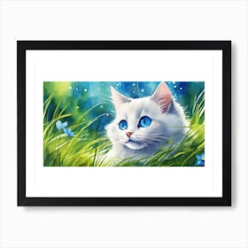 White Cat With Blue Eyes Art Print