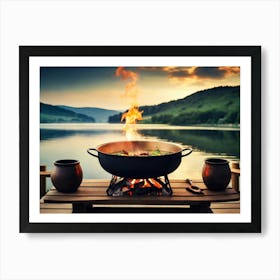 Fire On The Lake Art Print