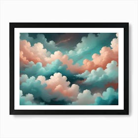 Abstract Image Of A Sky Filled With Clouds In Shades Of Blue And Orange Art Print