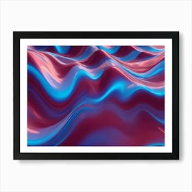 Abstract Background Of A Wavy, Iridescent Surface With Vibrant Colors Of Blue, Pink, And White Art Print