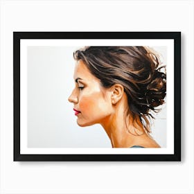 Side Profile Of Beautiful Woman Oil Painting 16 Art Print