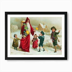 Santa Claus Is Giving Toys To Good Children Art Print