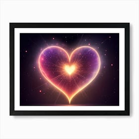 A Colorful Glowing Heart On A Dark Background Horizontal Composition 28 Art Print