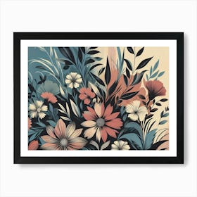Floral Garden In Three Tone Abstract Poster 3 Art Print