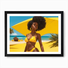 Afro Girl In Bikini Art Print