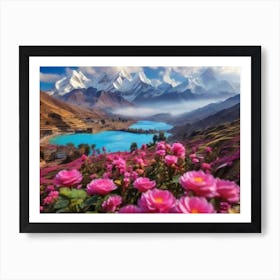 Pink Flowers In The Mountains 5 Art Print