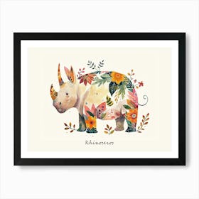 Little Floral Rhinoceros 2 Poster Art Print