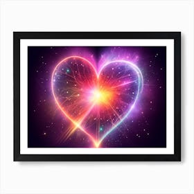 A Colorful Glowing Heart On A Dark Background Horizontal Composition 41 Art Print