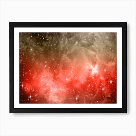 Red Grey Orange Galaxy Space Background Art Print