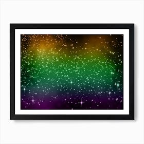 Violet, Green, Orange Shining Star Background Art Print