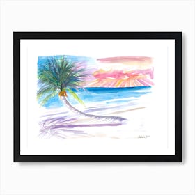 Leaning Palm For Relaxing In The Caribbean Art Print