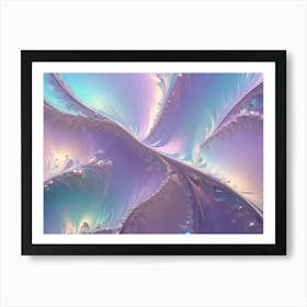 Abstract Digital Art Featuring Swirling, Iridescent Colors In Shades Of Purple, Blue, And White Art Print