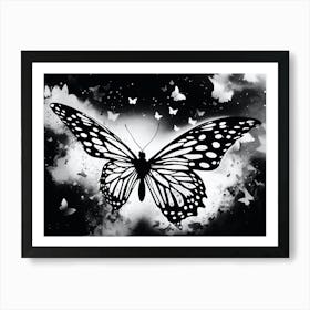 Butterfly In Black And White 3 Art Print