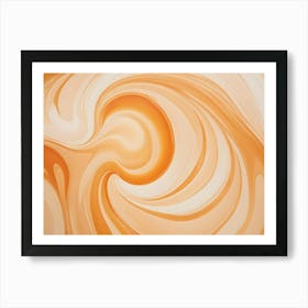 Abstract Background Of Swirling, Flowing Lines And Colors In Shades Of Orange And White, Creating A Dynamic And Elegant Design Art Print