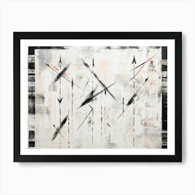 Abstract Design Guided By Hand Drawn Arrows And Markings Sketched With Intuitive Lines On Textured (2) Art Print