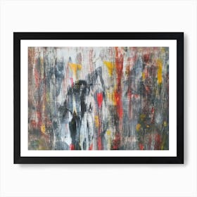 Abstract Painting, Acrylic On Canvas, Red Color Art Print