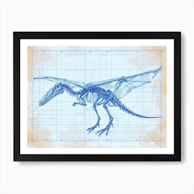 Pteranodon Dinosaur Blue Print Inspired Art Print
