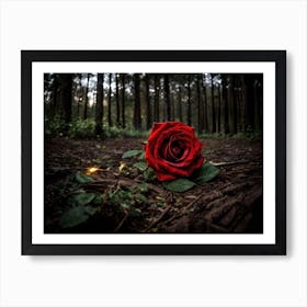 Red Rose In The Forest 1 Art Print