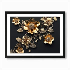 Gold Flowers 27 Art Print