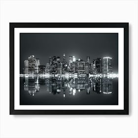 New York City Skyline At Night Art Print