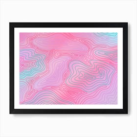 Psychodelic Abstract Wavy Pattern in pink shades Art Print