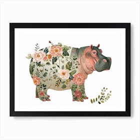 Little Floral Hippopotamus 1 Art Print