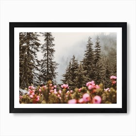 Foggy Forest Flowers Art Print