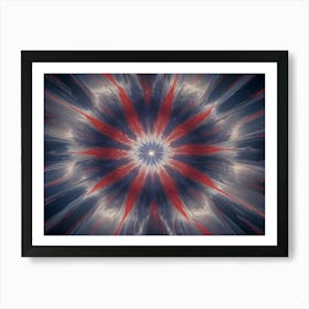 Abstract Image Of A Colorful, Glowing Flower, Resembling A Mandala Or A Cosmic Explosion Art Print