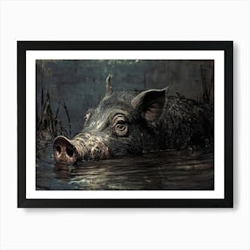 Pig In Water 1 Art Print