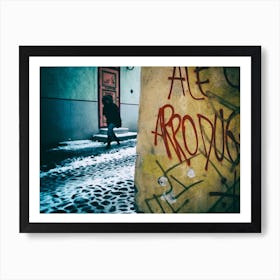 Graffiti & Figure Winter In Tallinn Art Print