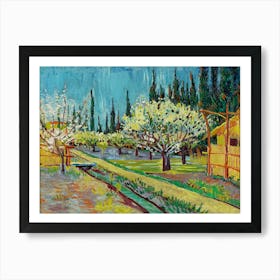 Orchard Bordered By Cypresses (1888), Vincent Van Gogh Art Print