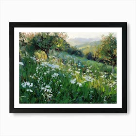 White Flowers In The Meadow 1 Art Print