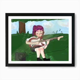 Girl Playing Guitar Art Print