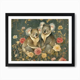 Floral Animal Illustration Koala 2 Art Print