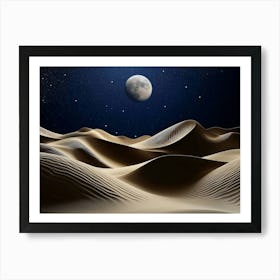 Abstract Sand Dunes Landscape With Moon Art Print