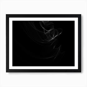 Glowing Abstract Curved Black And White Lines 6 Art Print