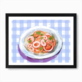 A Plate Of Octopus Salad, Top View Food Illustration, Landscape 2 Art Print