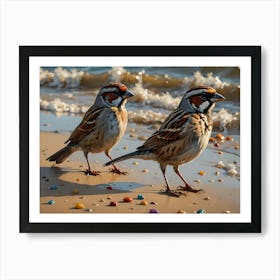 Sparrows on the Beach Art Print