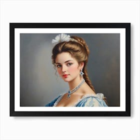 Lady In Blue Dress 8 Art Print