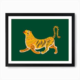 Happy Tiger Green Art Print