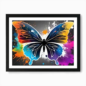 Butterfly With Paint Splashes 7 Art Print