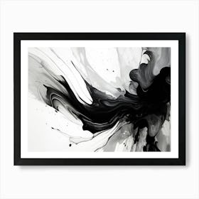 Fluid Dynamics Abstract Black And White 8 Art Print