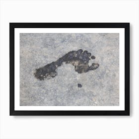 Wet Foot Print On A Rough Grungy Surface 1 Art Print