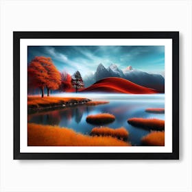 Lake with mountains Art Print