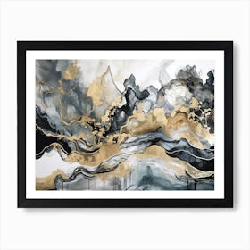 Abstract Black And Gold Painting Art Print