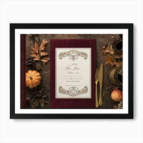 Antique Thanksgiving Invitation Embracing Baroque Flair Centered Marbled Design Hence Its Vintage C (5) Art Print