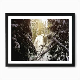 Hidded Forest Waterfall - Winter Landscape Art Print