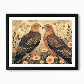 Floral Animal Illustration Eagle 3 Art Print